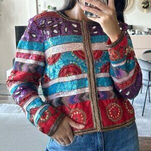 Vintage Rare 90's Leslie Fay Evenings Beaded Sequin Blazer Size L